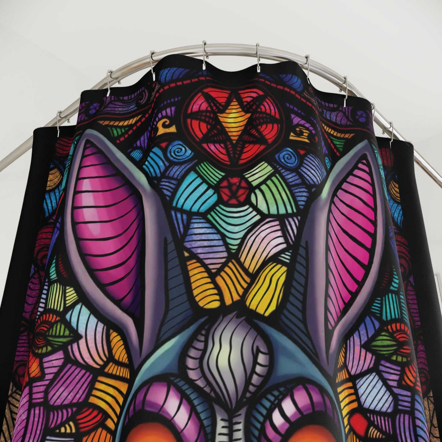 Creepy bunny stain glass  Shower Curtains