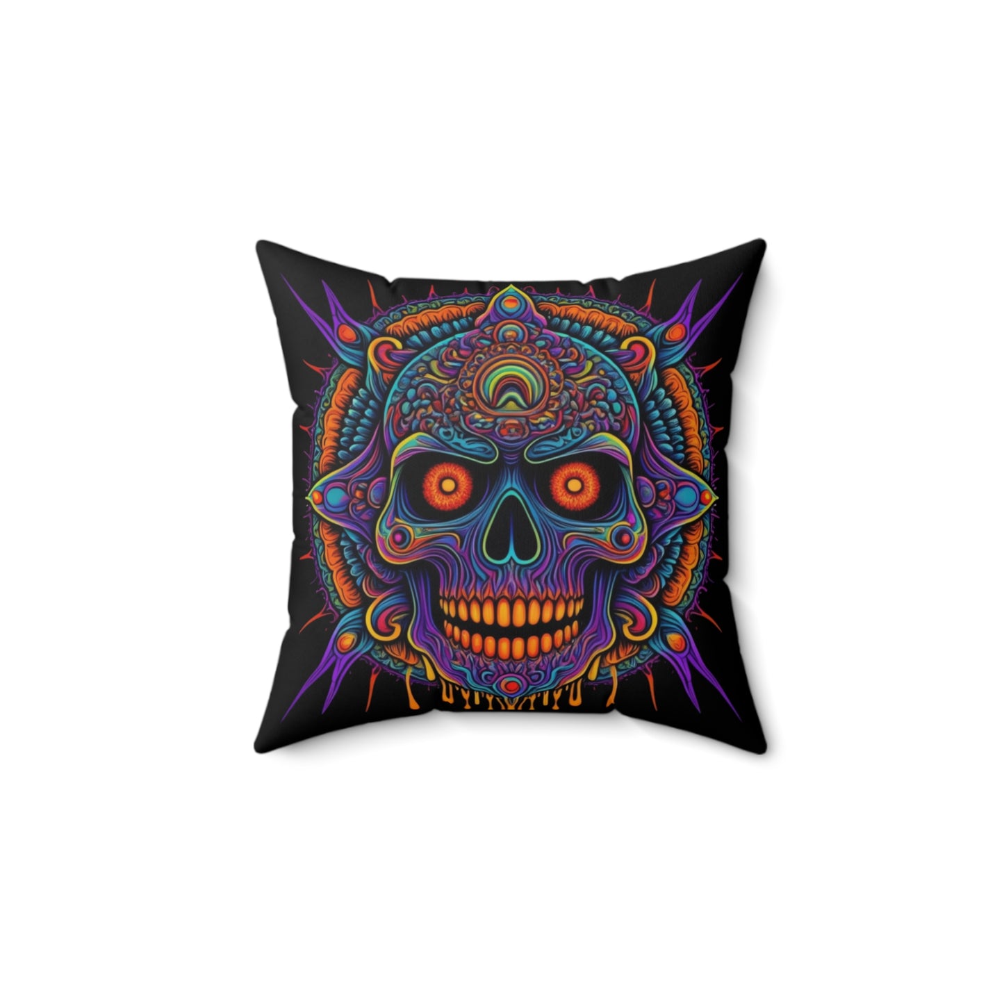 Black Dripping Skull Square Pillow