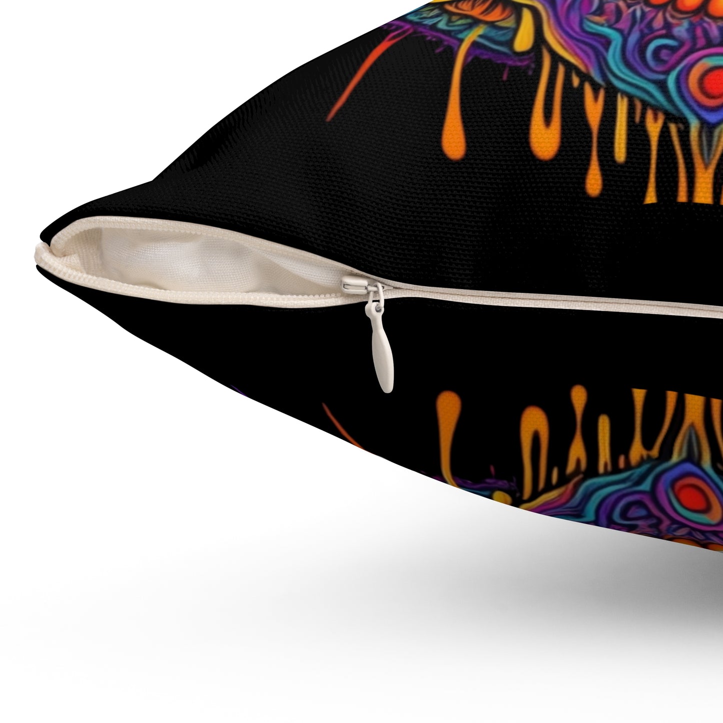 Black Dripping Skull Square Pillow