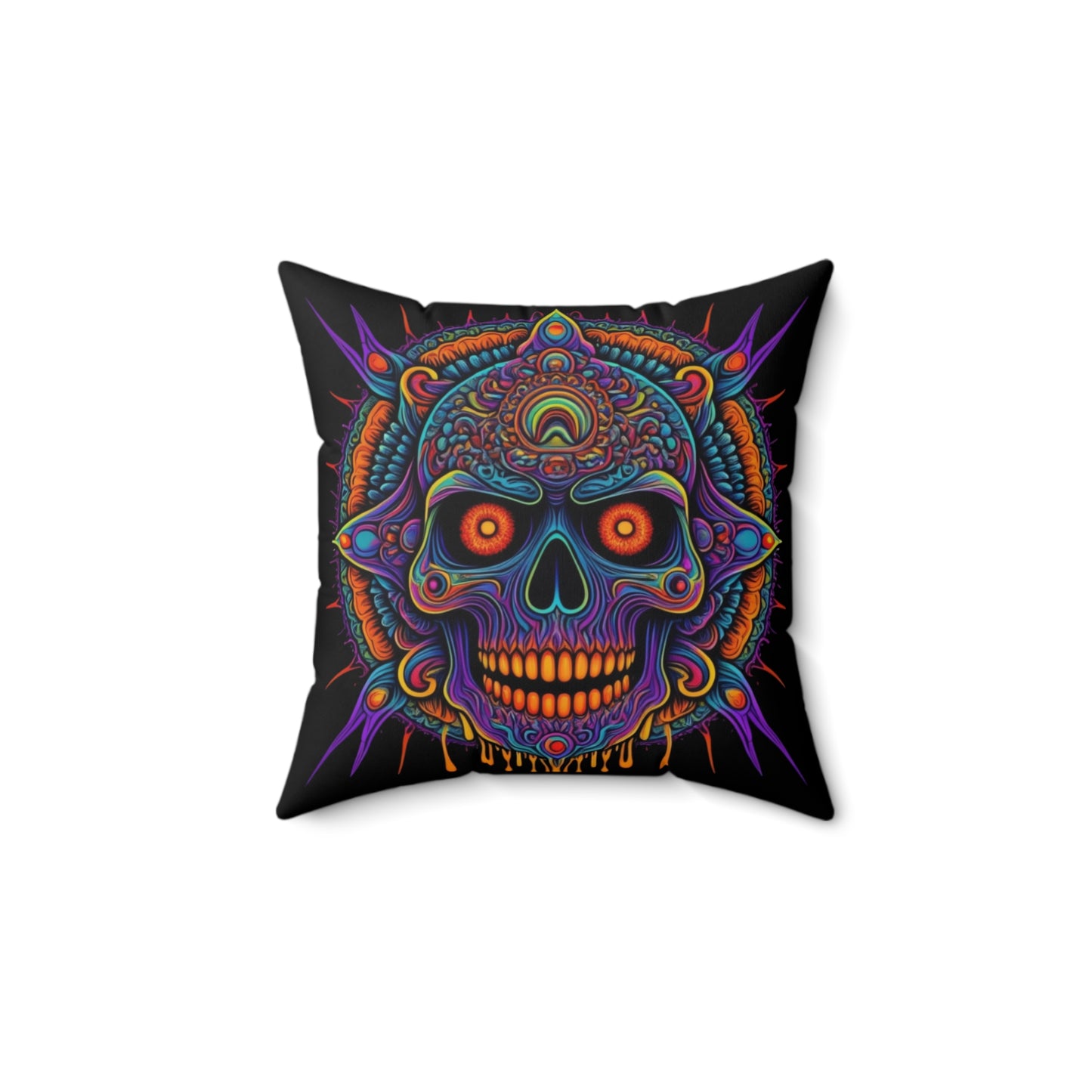 Black Dripping Skull Square Pillow