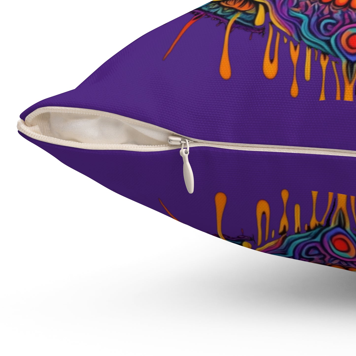 Purple Dripping Skull Square Pillow