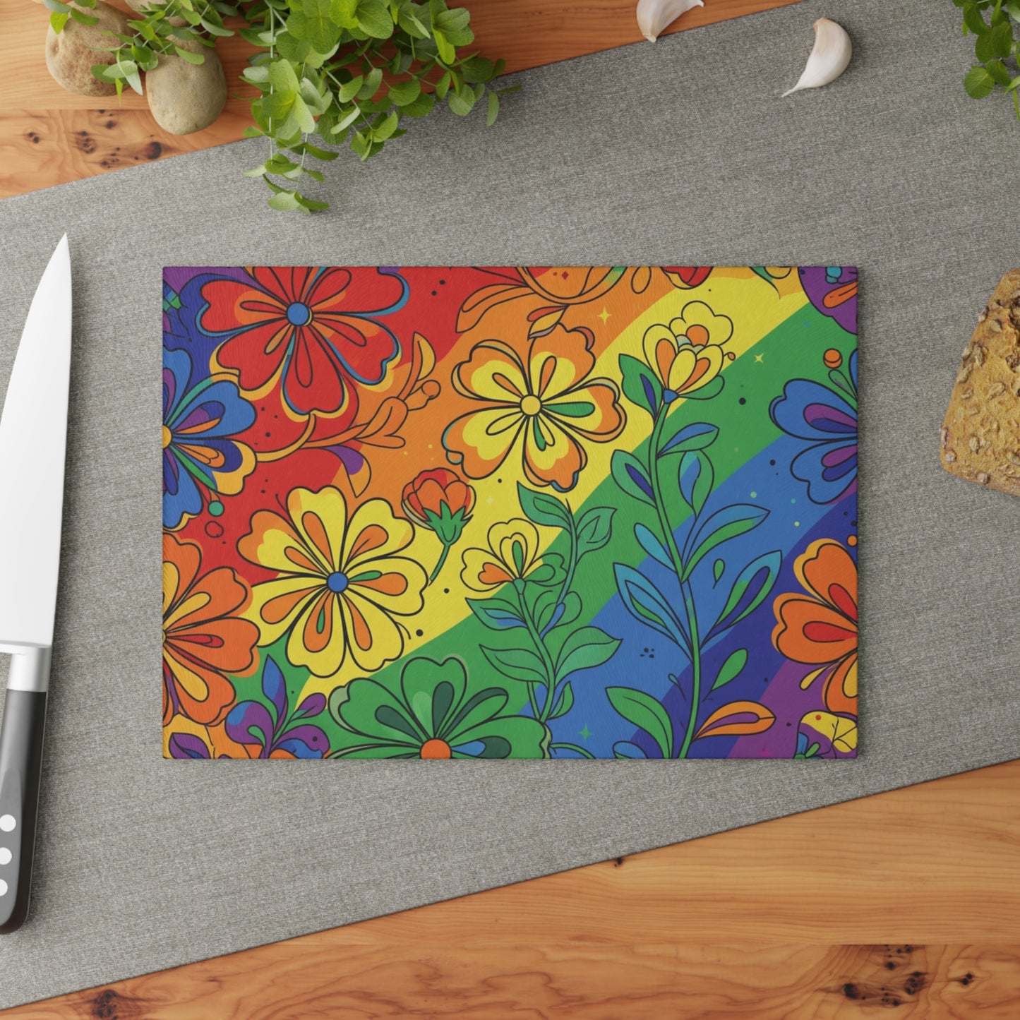 Beautfull Flowers Glass Cutting Board