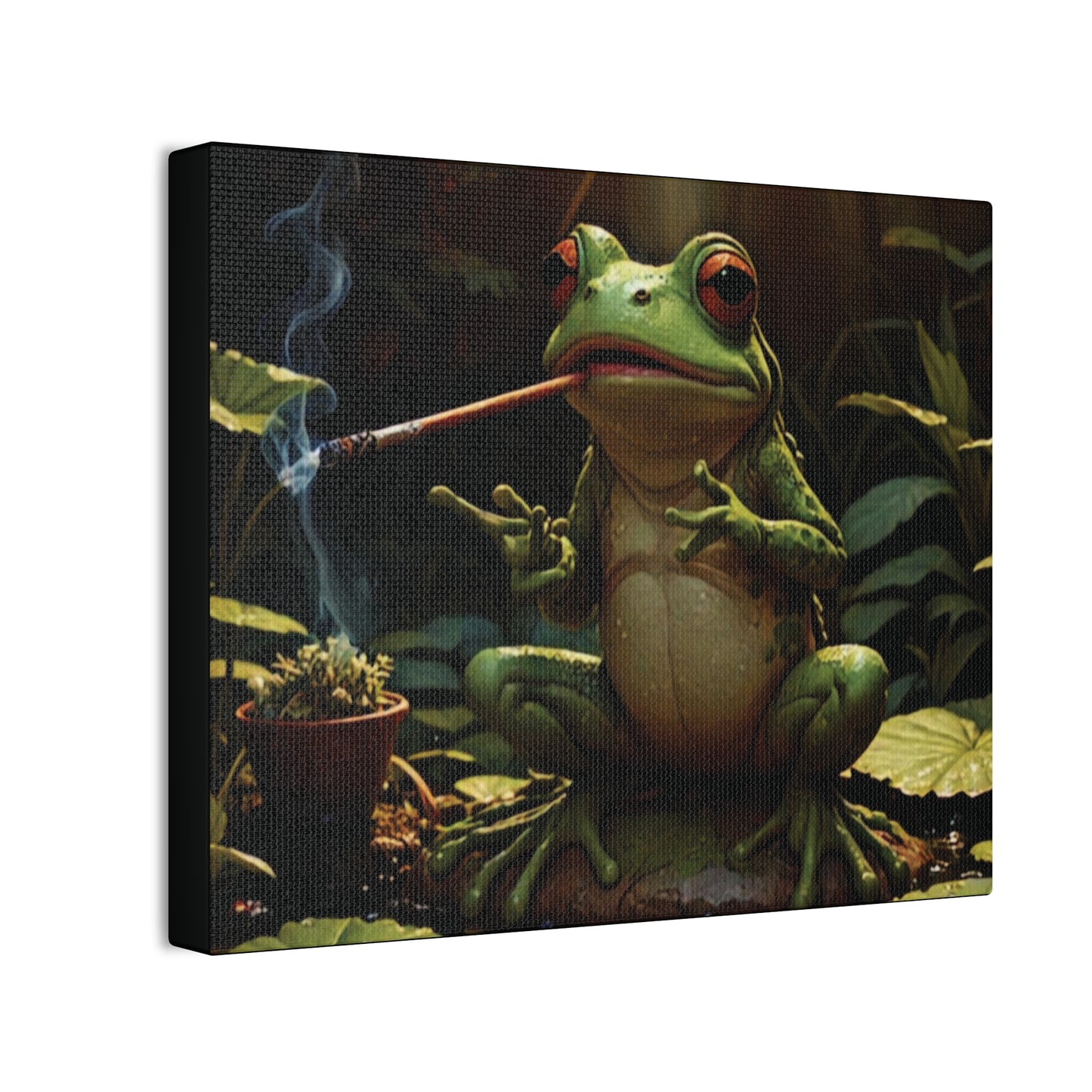 Smoking Frog Canvas Stretched, 0.75"