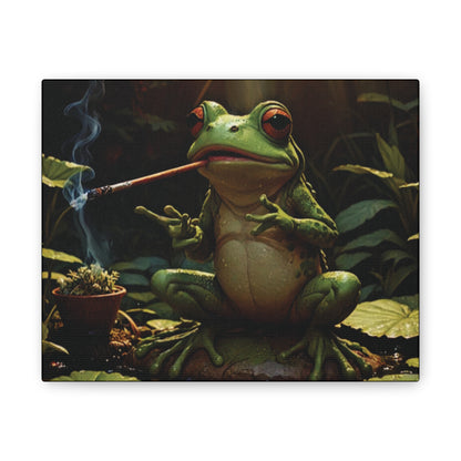 Smoking Frog Canvas Stretched, 0.75"