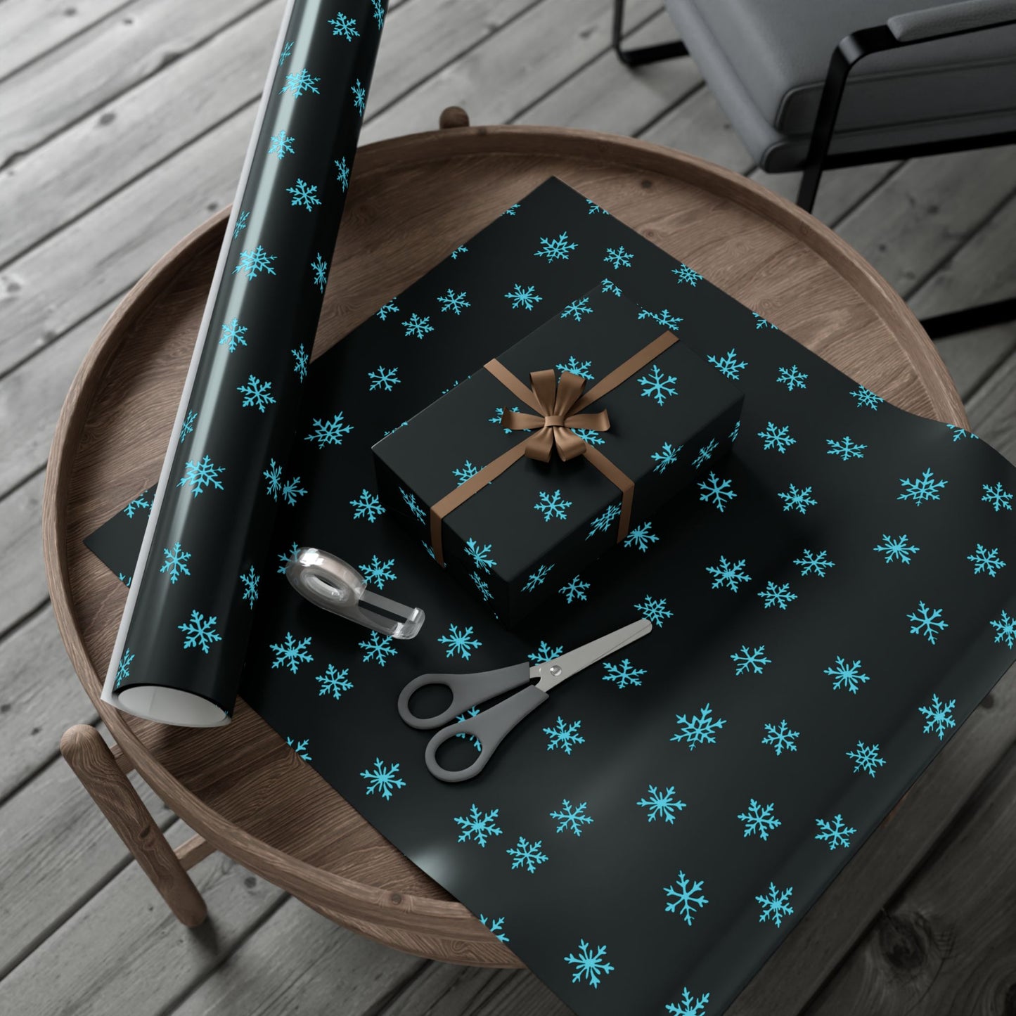 Blue Snowflake Wrapping  Paper