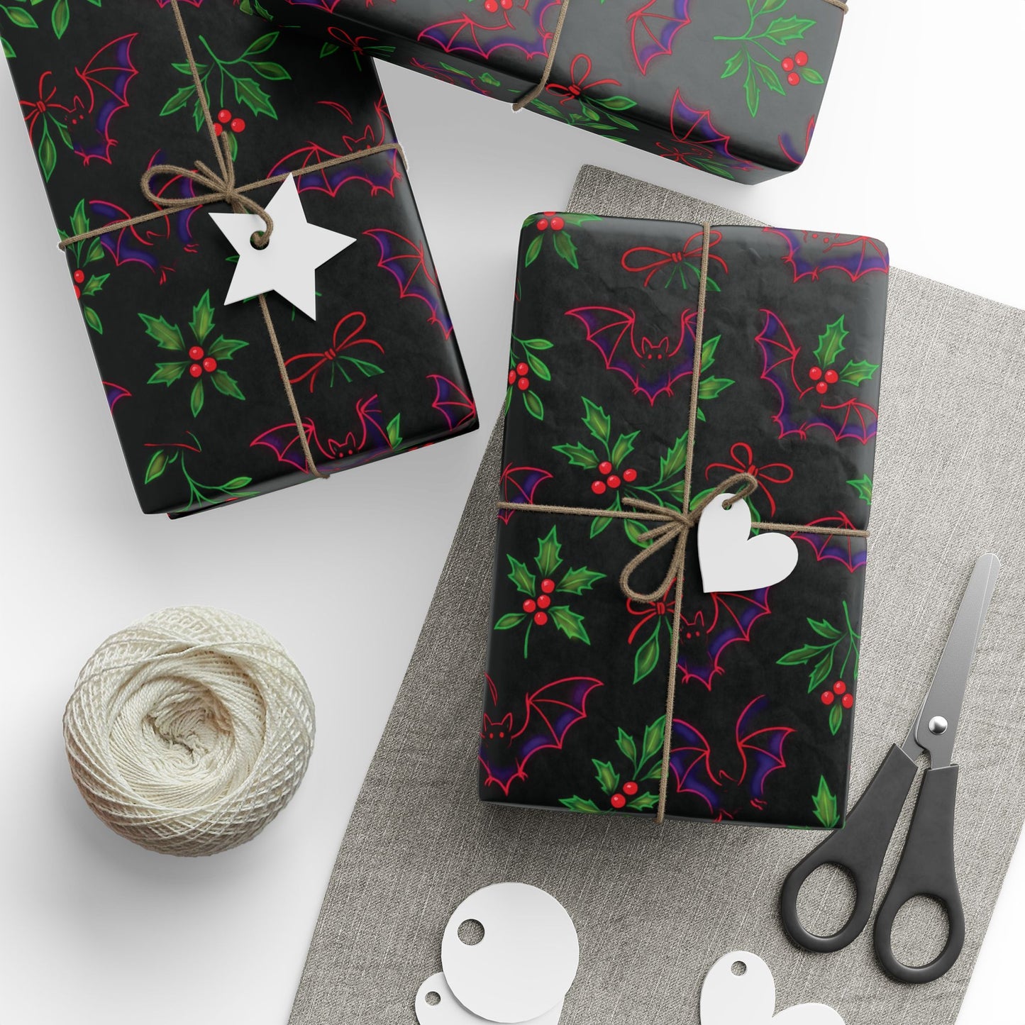 Bats and Holly Wrapping Papers