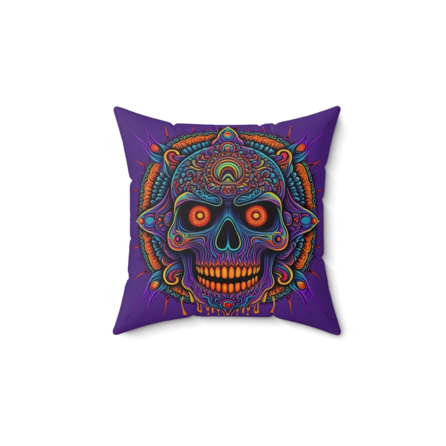 Purple Dripping Skull Square Pillow