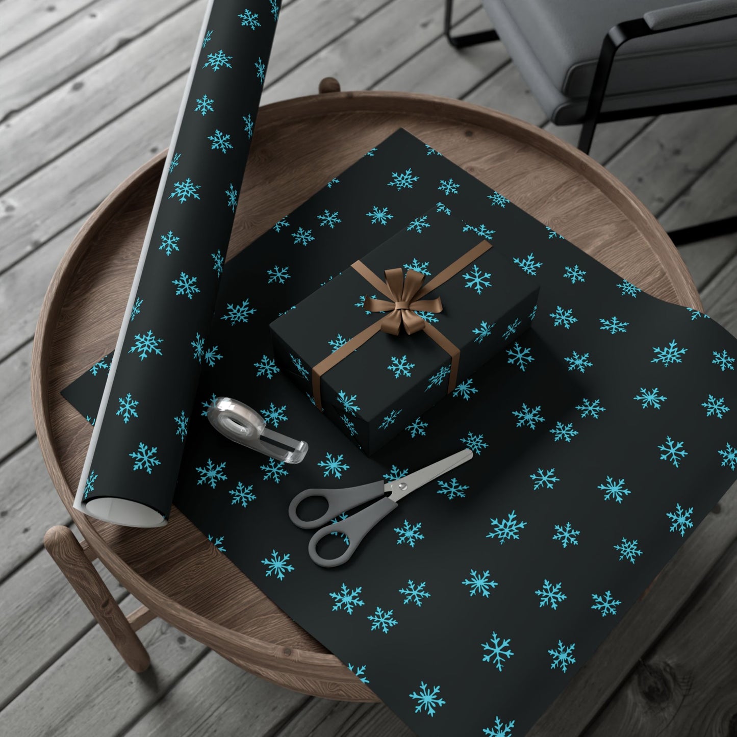 Blue Snowflake Wrapping  Paper